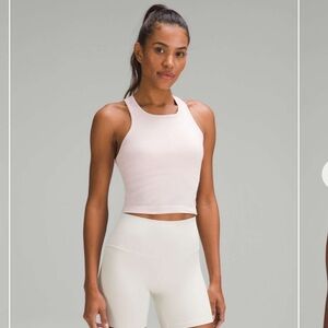 Like New Lululemon Ebb to Street Cropped Racerback Tank Top. Flush Pink. Size 8